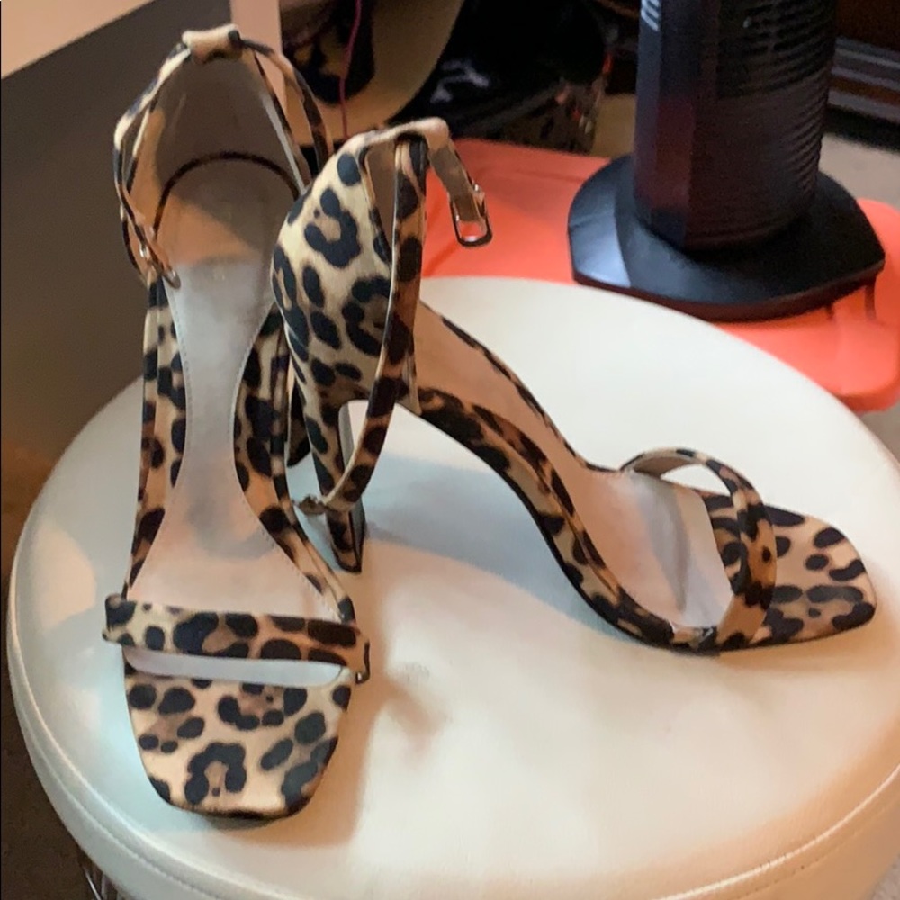 Leopard print heel sandals
